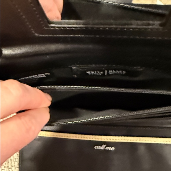 White House Black Market Cream Faux Snake with Black Patent Clutch/Crossbody - Picture 6 of 14